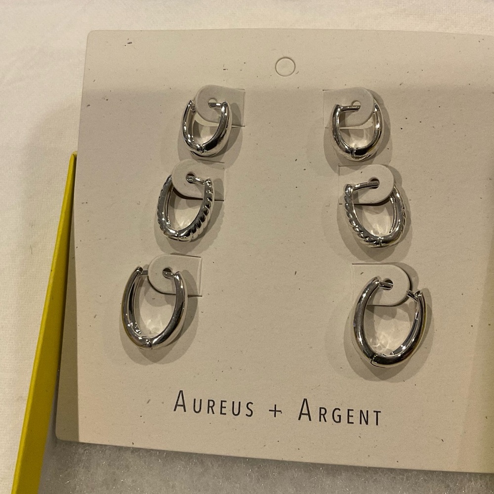 Aureus + Argent Banana Republic Silver Hoop Earrings Set